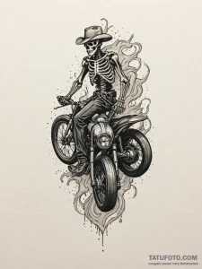 Dust storm hiding skeletal rider, tattoo line... - эскиз тату (№1751644558_0, 04.07.2025 15:55) — Tatufoto.com