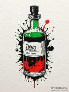 Vial of poison with a glowing, green liquid,... - эскиз тату (№1751644644_0, 04.07.2025 15:57) — Tatufoto.com