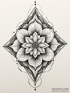 Kaleidoscope flower blooming in void, tattoo... - эскиз тату (№1751644986_0, 04.07.2025 16:03) — Tatufoto.com