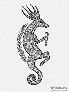 Kokopelli, ink illustration for tattoo, on a... - эскиз тату (№1751645710_0, 04.07.2025 16:15) — Tatufoto.com