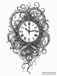Abyssal clock with tendrils, concept art for... - эскиз тату (№1751645881_0, 04.07.2025 16:18) — Tatufoto.com