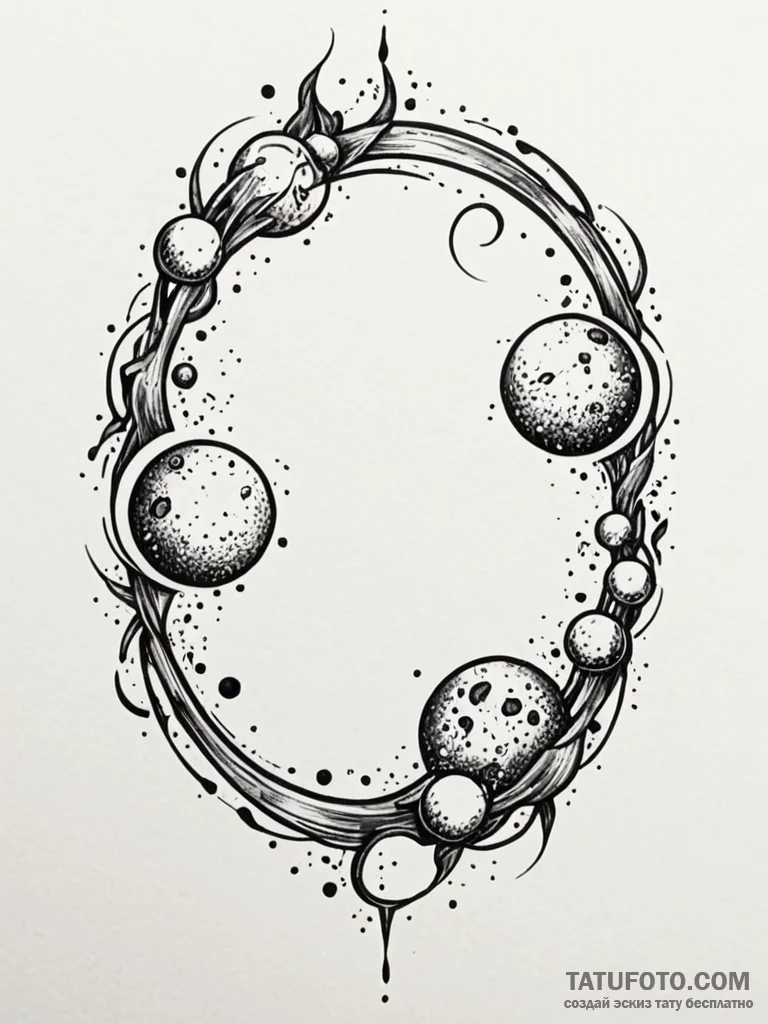 Outer ring of shattered moons, tattoo sketch... - эскиз тату (№1751645966_0, 04.07.2025 16:19) — Tatufoto.com