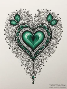 Emerald heart bleeding starlight, tattoo line... - эскиз тату (№1751646052_0, 04.07.2025 16:20) — Tatufoto.com