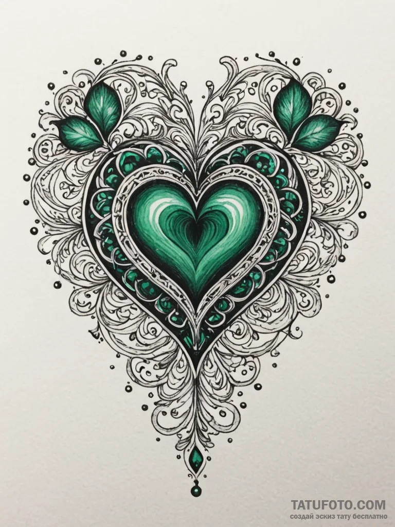 Emerald heart bleeding starlight, tattoo line... - эскиз тату (№1751646052_0, 04.07.2025 16:20) — Tatufoto.com