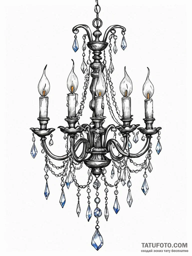 Chandelier made of glistening, iridescent cry... - эскиз тату (№1751646481_0, 04.07.2025 16:28) — Tatufoto.com