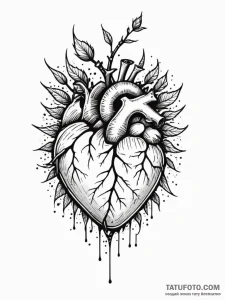 A detailed broken heart with thorns, pain,, t... - эскиз тату (№1751647339_0, 04.07.2025 16:42) — Tatufoto.com