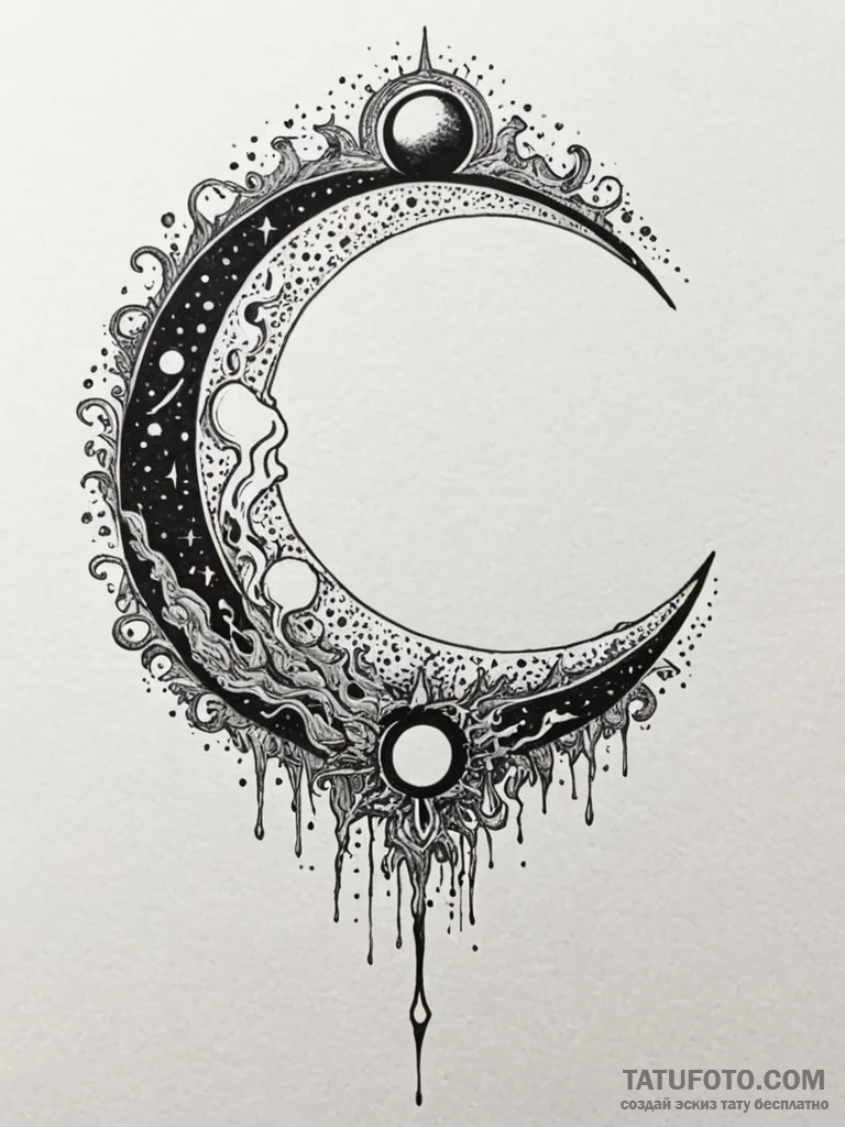 Knife melting beneath eclipse, concept art fo... - эскиз тату (№1751647774_0, 04.07.2025 16:49) — Tatufoto.com