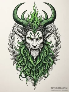 Horned god of the forest with eyes of green f... - эскиз тату (№1751648116_0, 04.07.2025 16:55) — Tatufoto.com