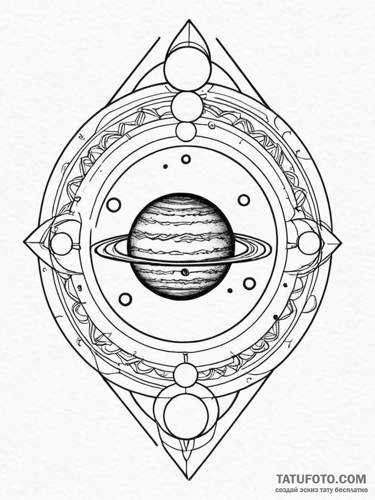 Jupiter (planet), tattoo sketch design, minim... - эскиз тату (№1751648202_0, 04.07.2025 16:56) — Tatufoto.com