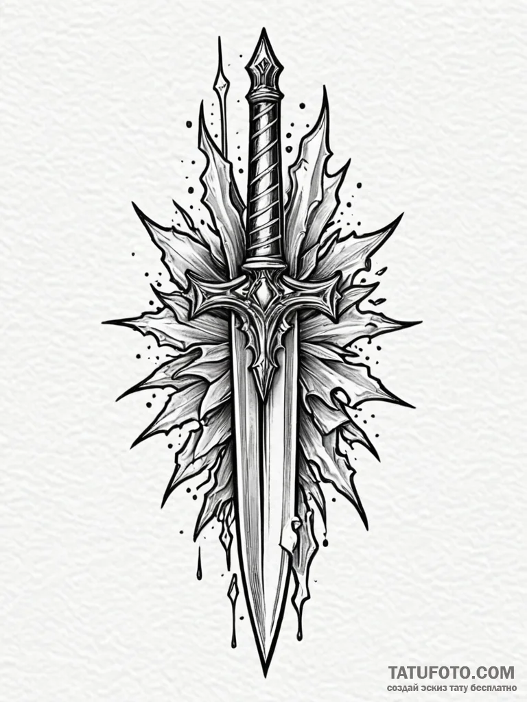 Dagger above shattered mirror, tattoo drawing... - эскиз тату (№1751648288_0, 04.07.2025 16:58) — Tatufoto.com