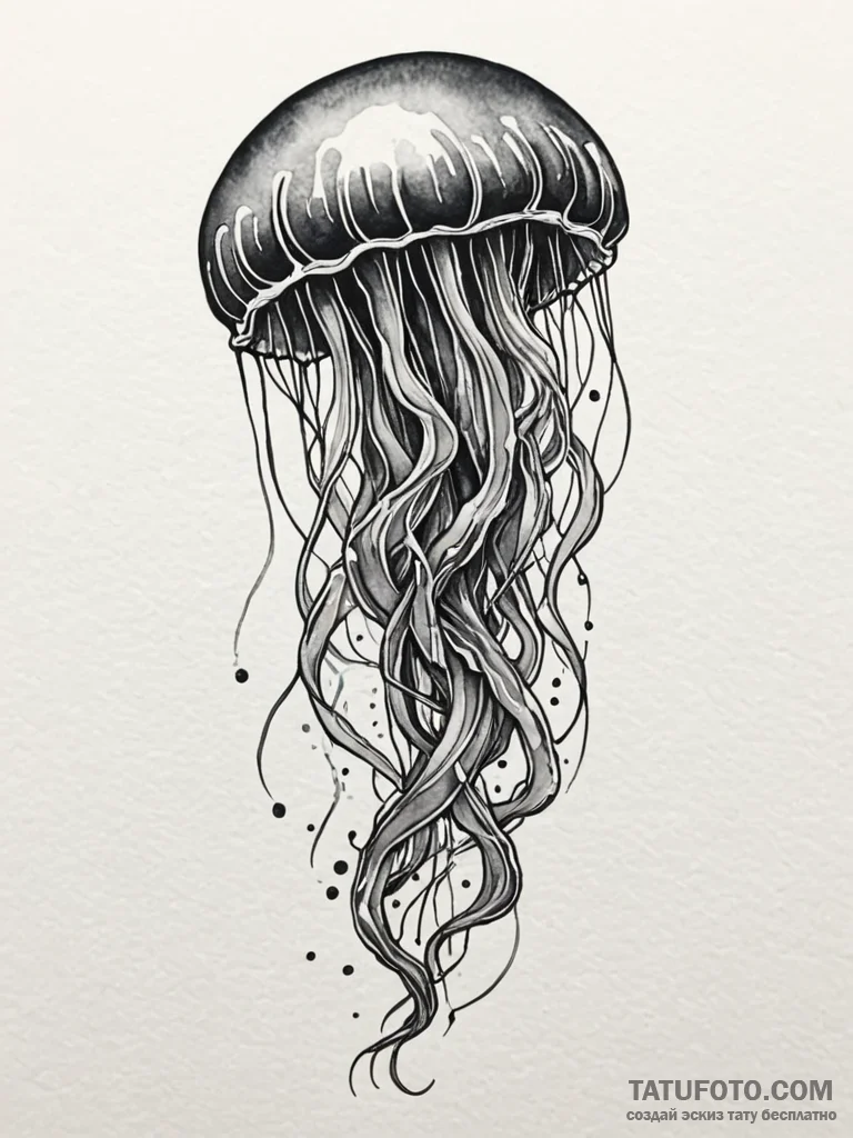Jellyfish, watercolour style, trailing tentac… — эскиз тату (№1751648884_0, 04.07.2025 17:08) — Tatufoto.com