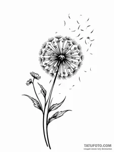 Dandelion seeds blowing in the wind (is there... - эскиз тату (№1751648969_0, 04.07.2025 17:09) — Tatufoto.com