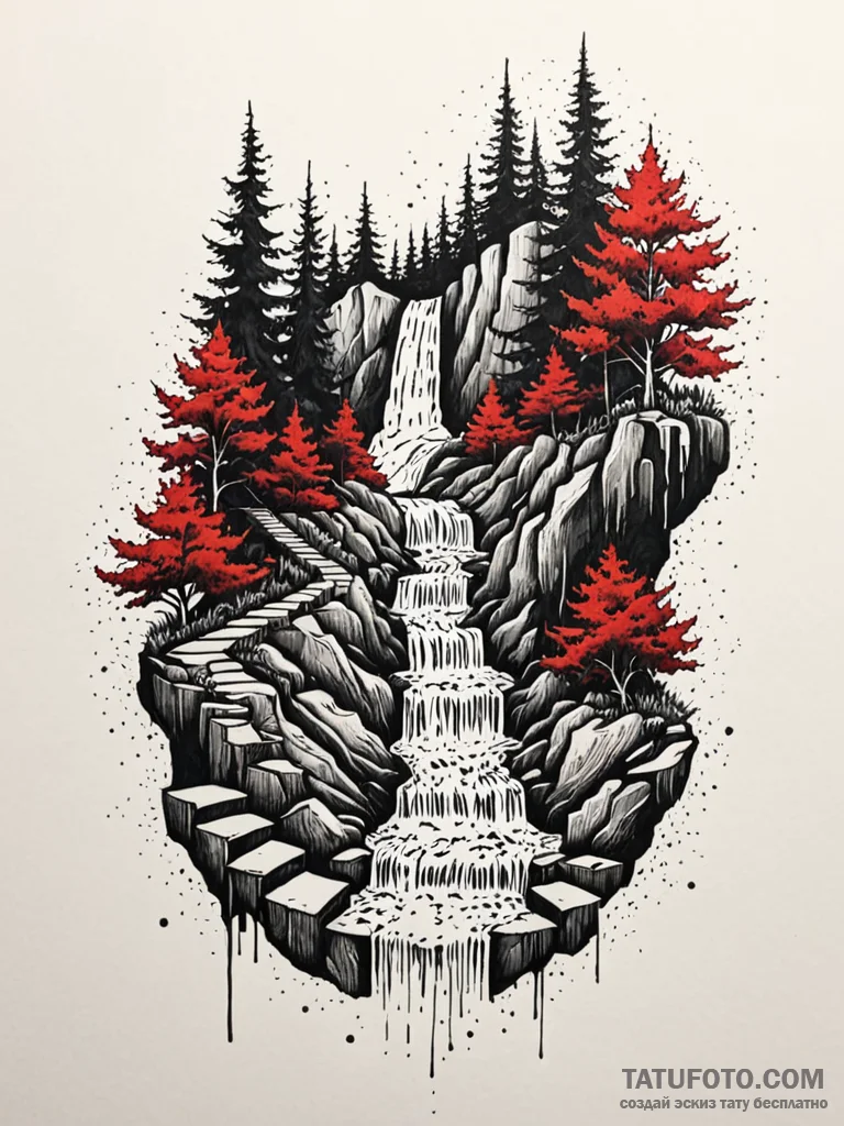 Optical illusion of a staircase that is also... - эскиз тату (№1751649223_0, 04.07.2025 17:13) — Tatufoto.com