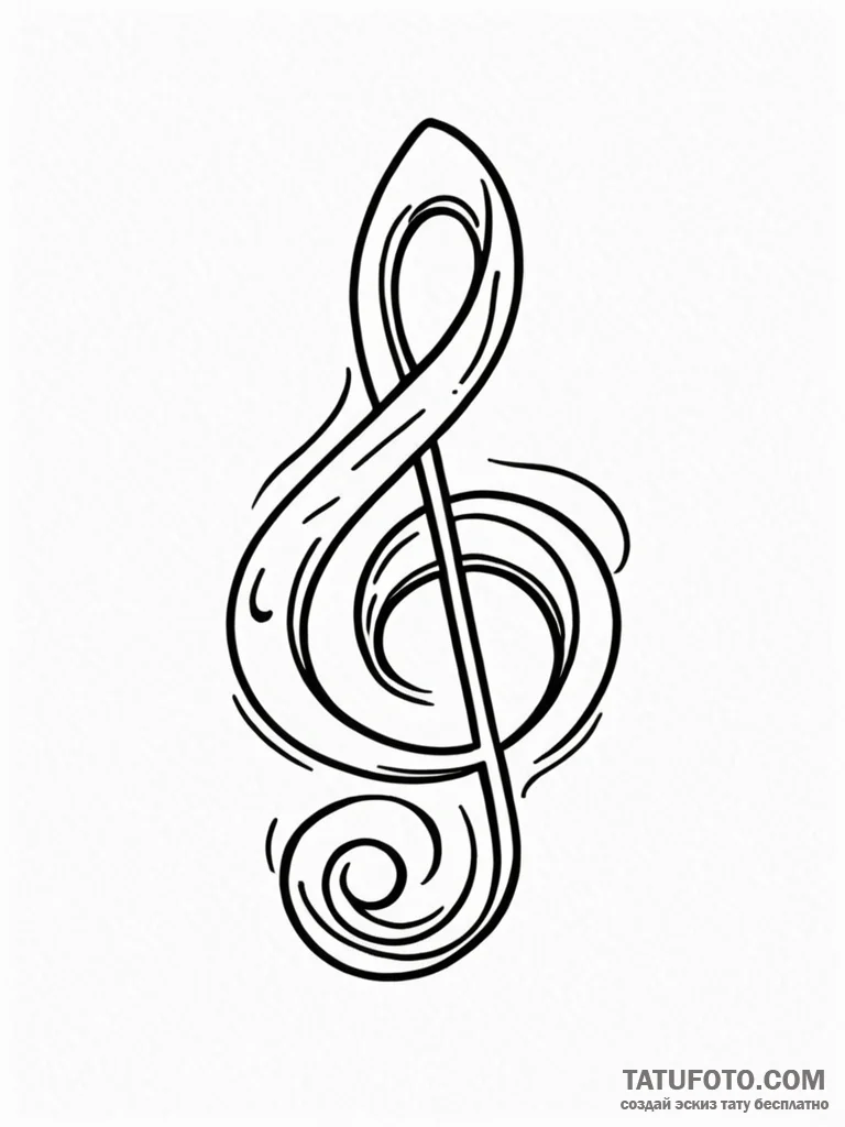 Treble clef - эскиз тату (№1751649563_0, 04.07.2025 17:19) — Tatufoto.com