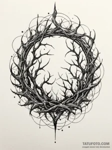 Black thorns curling into circle, tattoo sket... - эскиз тату (№1751649647_0, 04.07.2025 17:20) — Tatufoto.com