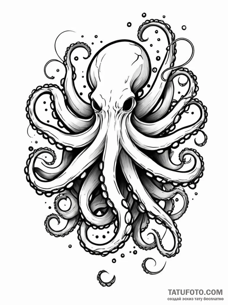 Abyssal tentacles emerging from shadows, tatt... - эскиз тату (№1751650243_0, 04.07.2025 17:30) — Tatufoto.com