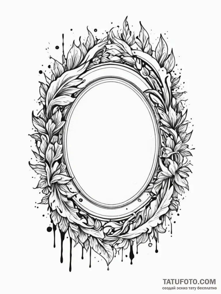 Etched mirror swallowing reflection, tattoo s... - эскиз тату (№1751650328_0, 04.07.2025 17:32) — Tatufoto.com