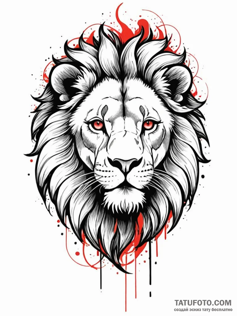 Atomic lion prowling through neon jungle, art... - эскиз тату (№1751650584_0, 04.07.2025 17:36) — Tatufoto.com