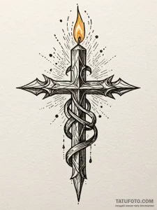 Candle burning with twin flames, tattoo sketc... - эскиз тату (№1751650668_0, 04.07.2025 17:37) — Tatufoto.com
