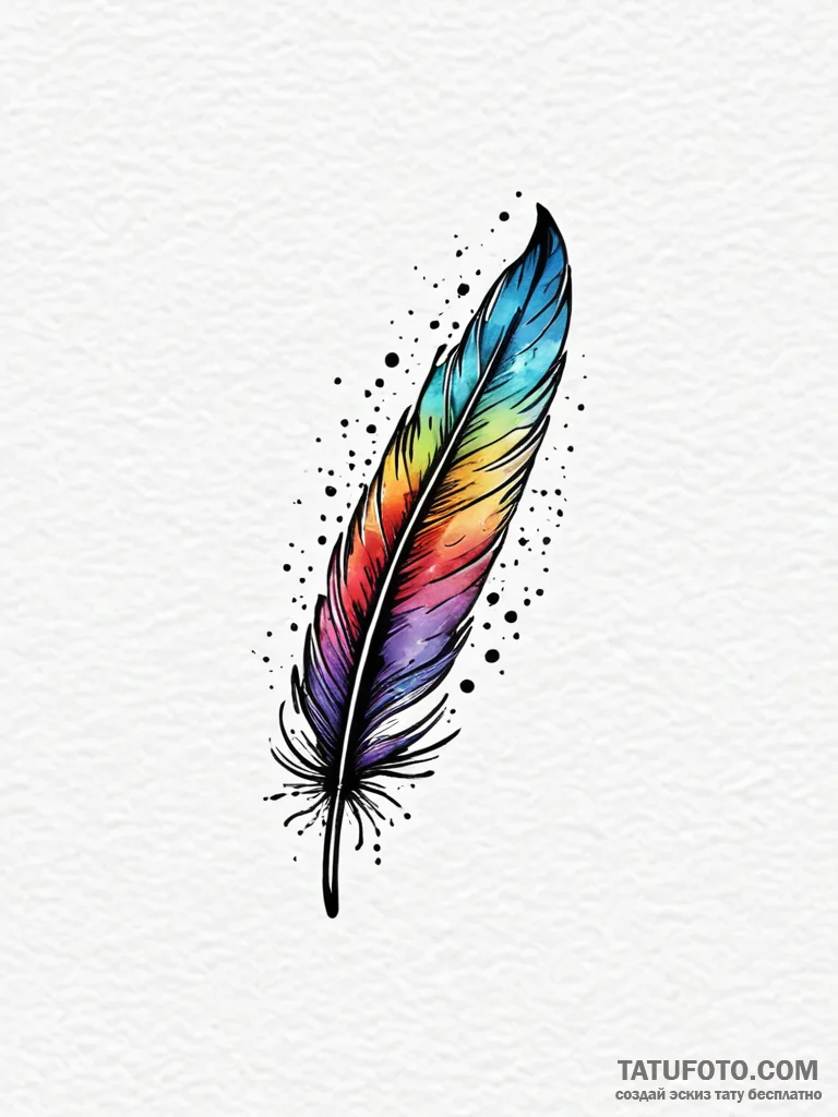 Quill feather drifting through void, tattoo d... - эскиз тату (№1751651005_0, 04.07.2025 17:43) — Tatufoto.com