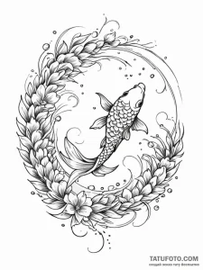 Koi swimming in spiral whirlpool, concept art... - эскиз тату (№1751651090_0, 04.07.2025 17:44) — Tatufoto.com