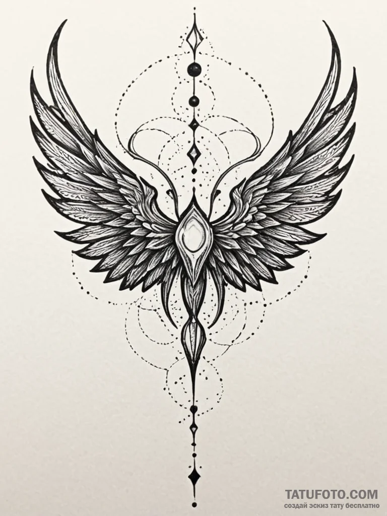 Shadow wings devouring starlight, ink illustr... - эскиз тату (№1751651173_0, 04.07.2025 17:46) — Tatufoto.com