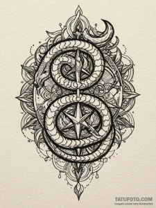 Ethereal serpent piercing sigil, tattoo flash... - эскиз тату (№1751651346_0, 04.07.2025 17:49) — Tatufoto.com