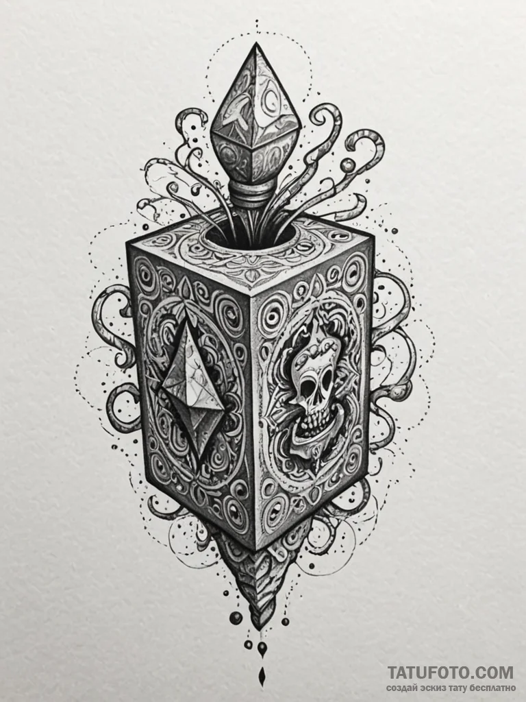 Jack-in-the-box, tattoo line art, moderately… — эскиз тату (№1751651684_0, 04.07.2025 17:54) — Tatufoto.com