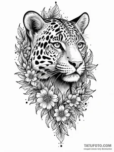 Jaguar dagger through spectral bloom, tattoo... - эскиз тату (№1751651853_0, 04.07.2025 17:57) — Tatufoto.com