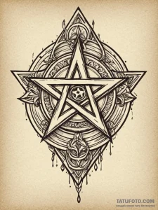 Pentacle, concept art for tattoo, clean lines... - эскиз тату (№1751652192_0, 04.07.2025 18:03) — Tatufoto.com