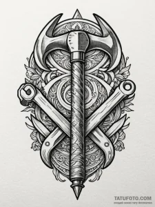Journeyman's tools (hammer, wrench, caliper)... - эскиз тату (№1751652276_0, 04.07.2025 18:04) — Tatufoto.com