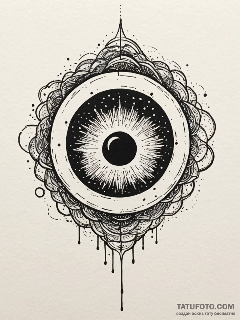 Black hole, ink illustration for tattoo, on a... - эскиз тату (№1751653127_0, 04.07.2025 18:18) — Tatufoto.com