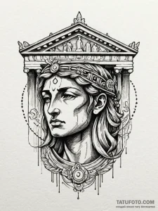 Parthenon, a symbol of enduring democracy and... - эскиз тату (№1751653558_0, 04.07.2025 18:25) — Tatufoto.com