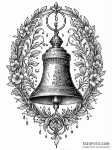 A classic bell pealing, echoing,, artistic ta... - эскиз тату (№1751654247_0, 04.07.2025 18:37) — Tatufoto.com