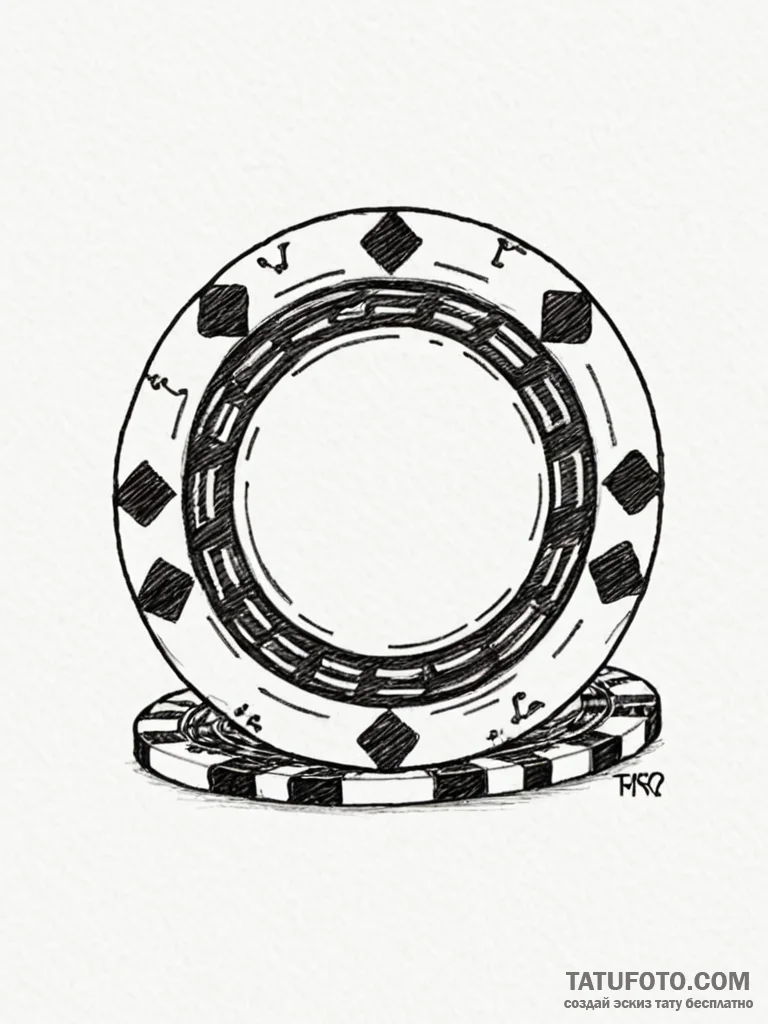 A poker chip - эскиз тату (№1751654844_0, 04.07.2025 18:47) — Tatufoto.com