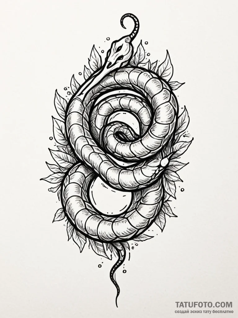 Ice snake coiled in frozen bloom, concept art... - эскиз тату (№1751655098_0, 04.07.2025 18:51) — Tatufoto.com