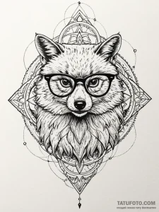 A whimsical bird wearing glasses, intellectua... - эскиз тату (№1751655529_0, 04.07.2025 18:58) — Tatufoto.com