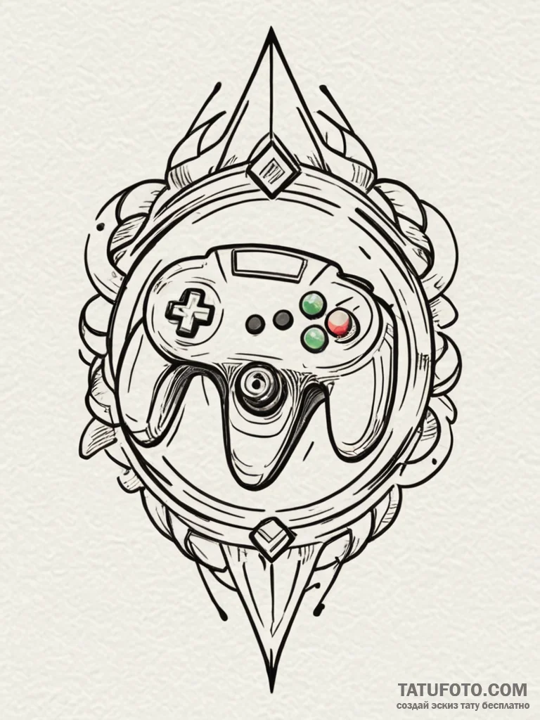 Nintendo 64 logo, 3d style, tattoo flash shee... - эскиз тату (№1751655698_0, 04.07.2025 19:01) — Tatufoto.com