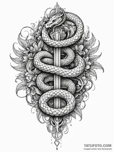 Angelic serpent rising from mist, tattoo sket... - эскиз тату (№1751656371_0, 04.07.2025 19:12) — Tatufoto.com