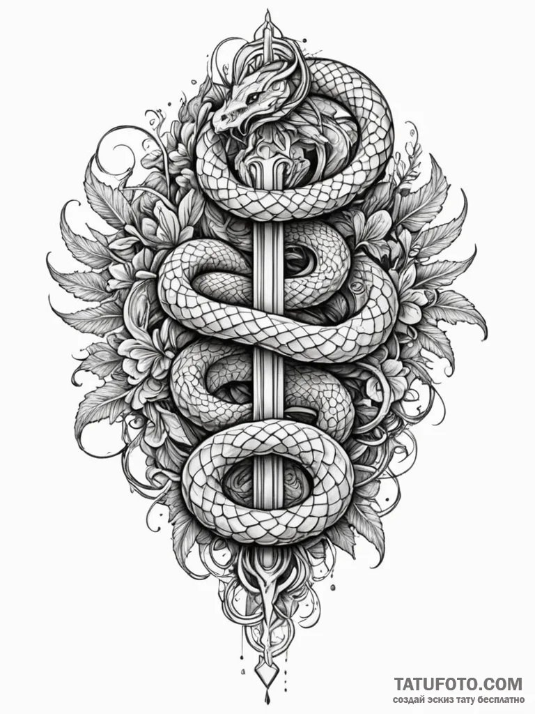 Angelic serpent rising from mist, tattoo sket... - эскиз тату (№1751656371_0, 04.07.2025 19:12) — Tatufoto.com