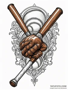 A detailed baseball bat and glove, sports,, i... - эскиз тату (№1751656710_0, 04.07.2025 19:18) — Tatufoto.com