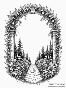 An archway leading into a hidden, lush secret... - эскиз тату (№1751656794_0, 04.07.2025 19:19) — Tatufoto.com