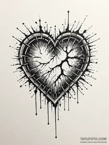 Broken heart symbol in 8-bit pixel art style,... - эскиз тату (№1751656878_0, 04.07.2025 19:21) — Tatufoto.com