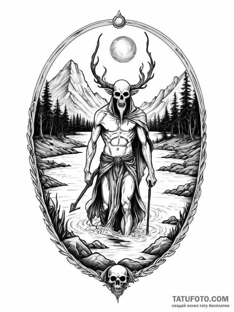 Charon on the river styx - эскиз тату (№1751657219_0, 04.07.2025 19:26) — Tatufoto.com