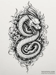 Hallowed serpent devouring celestial flame, t... - эскиз тату (№1751657723_0, 04.07.2025 19:35) — Tatufoto.com