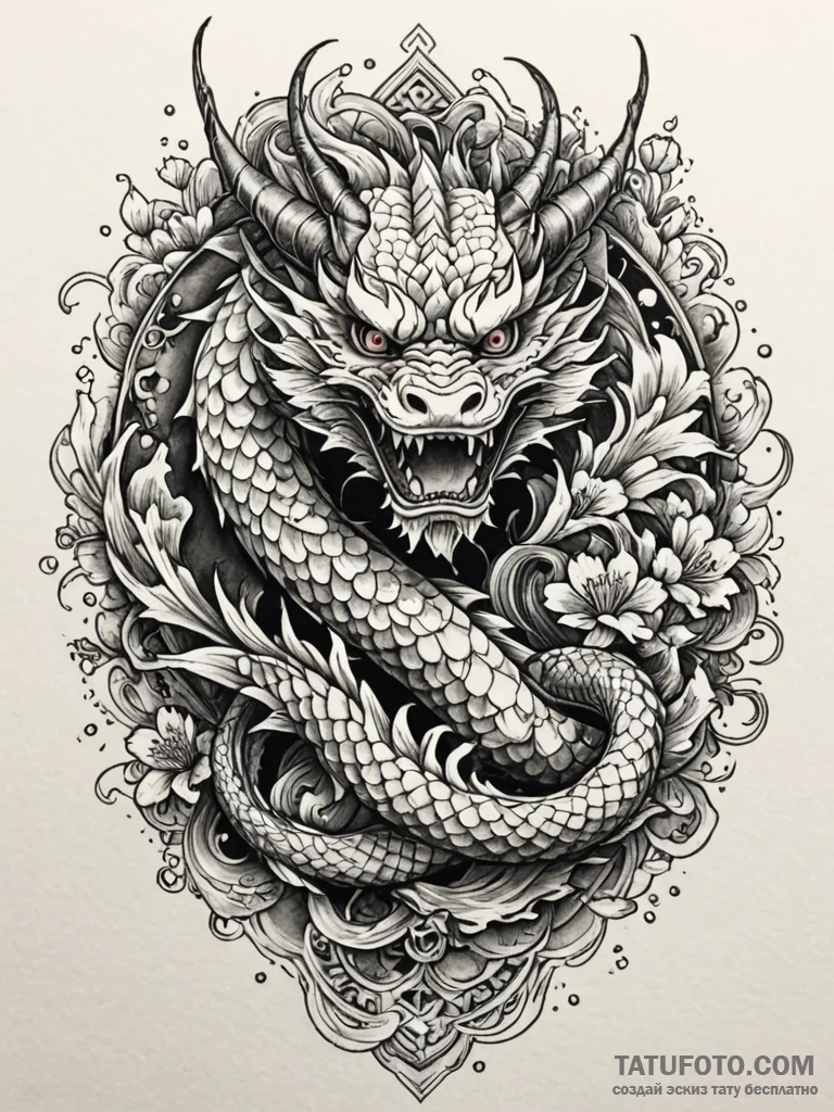 Arcane dragon with crystalline scales, concep... - эскиз тату (№1751657807_0, 04.07.2025 19:36) — Tatufoto.com