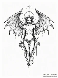 Angel bat with silver wings, tattoo flash she... - эскиз тату (№1751658100_0, 04.07.2025 19:41) — Tatufoto.com