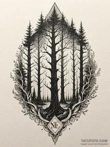 A powerful burning forest, devastating,, tatt... - эскиз тату (№1751658352_0, 04.07.2025 19:45) — Tatufoto.com