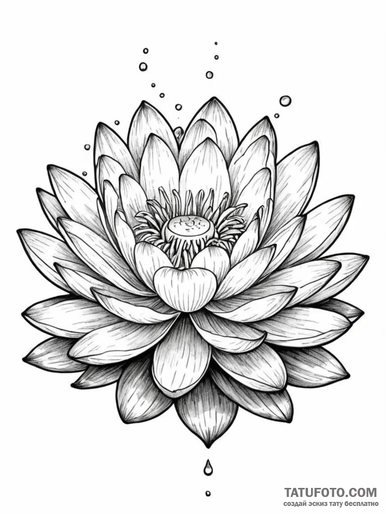 Water lily - эскиз тату (№1751658521_0, 04.07.2025 19:48) — Tatufoto.com