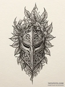 Burning ivy consuming armor, artistic tattoo... - эскиз тату (№1751658858_0, 04.07.2025 19:54) — Tatufoto.com